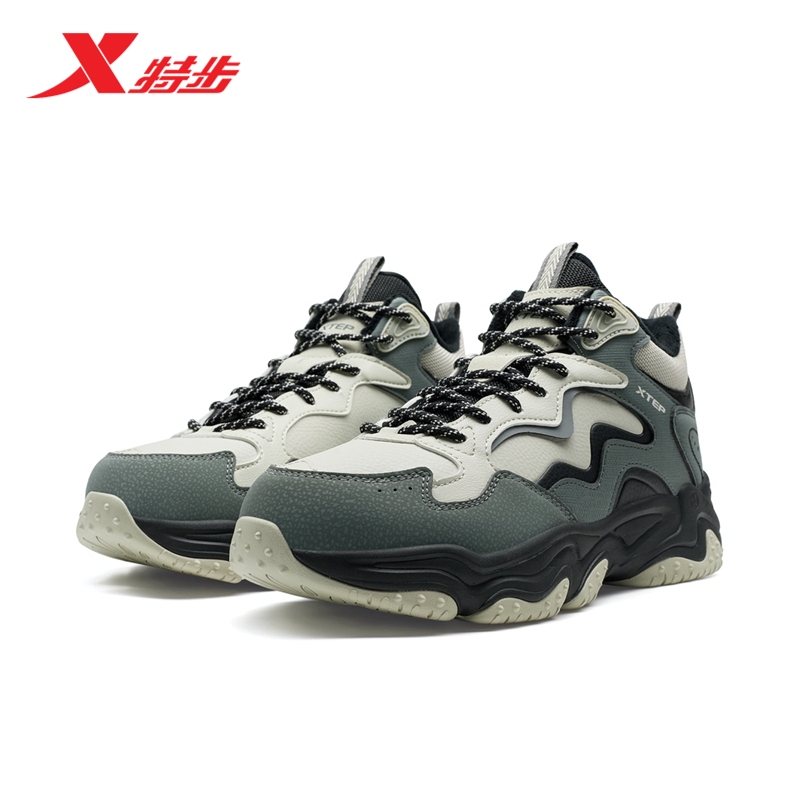 特步火山休闲鞋男鞋冬季加绒保暖棉鞋户外运动鞋女鞋975419370022