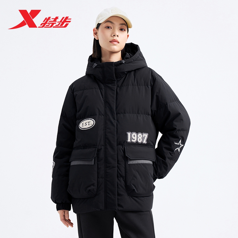 特步高校冬令营羽绒服女2025秋冬新款保暖运动服外套976428190281