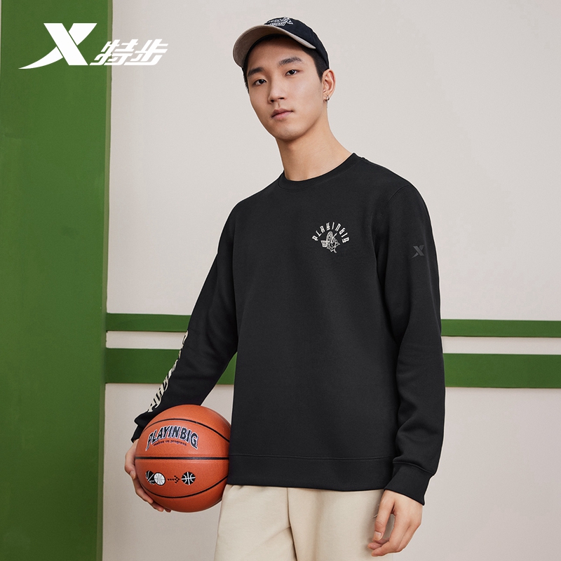 男休闲卫衣特步宽松运动上衣