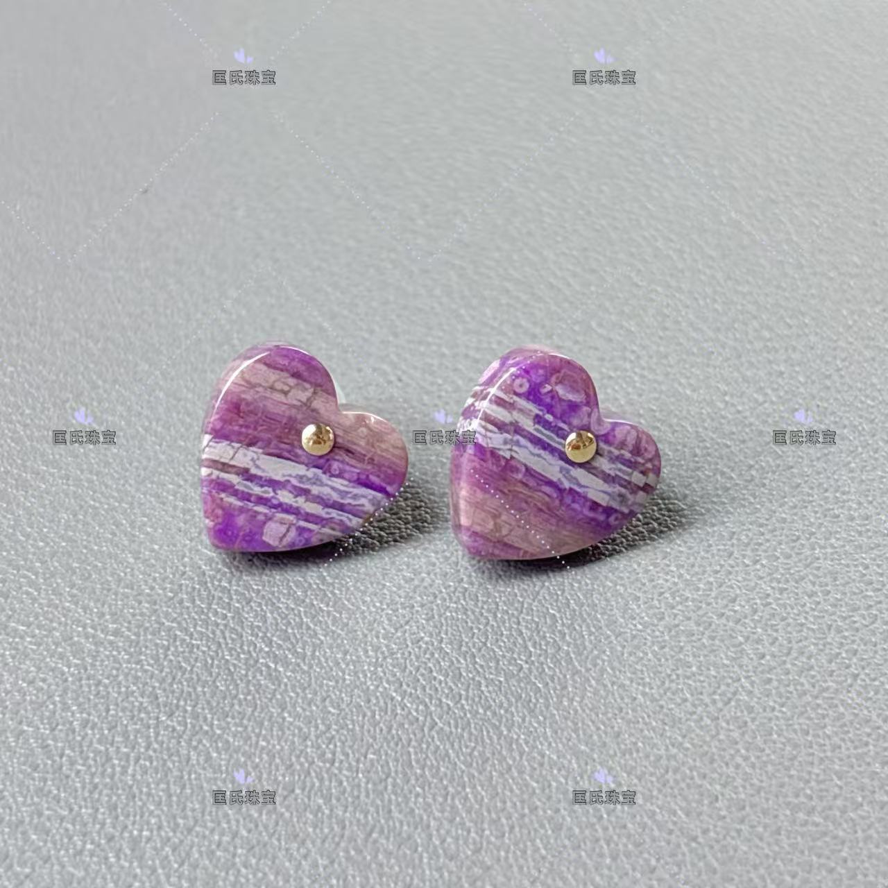 匡氏珠宝 18K金舒俱来泥地樱花心形耳钉 Z-HL-A7798(多样性发货)