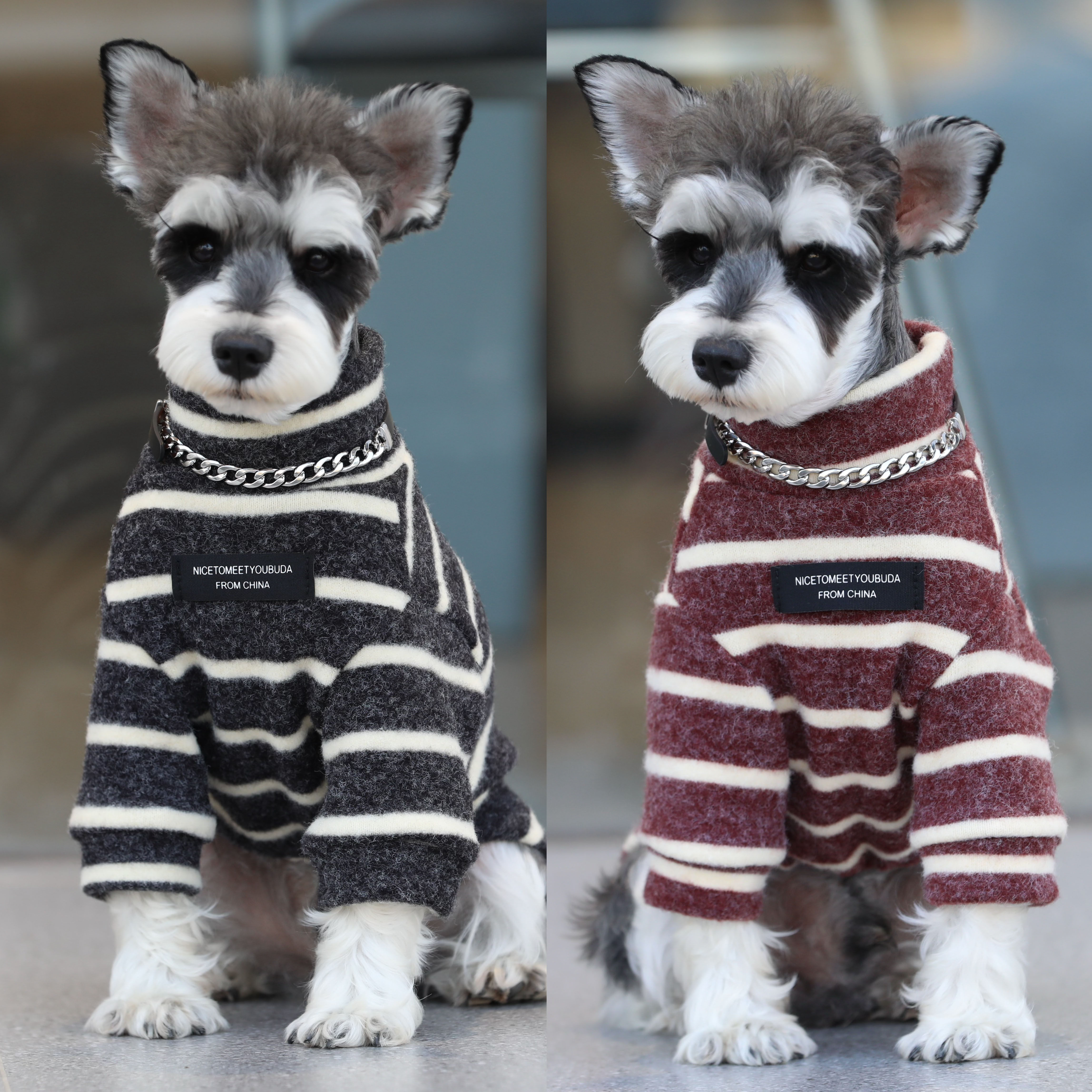 宠物猫狗衣服 秋冬韩版仿兔毛绒2脚卫衣 雪纳瑞中小大型犬衣服