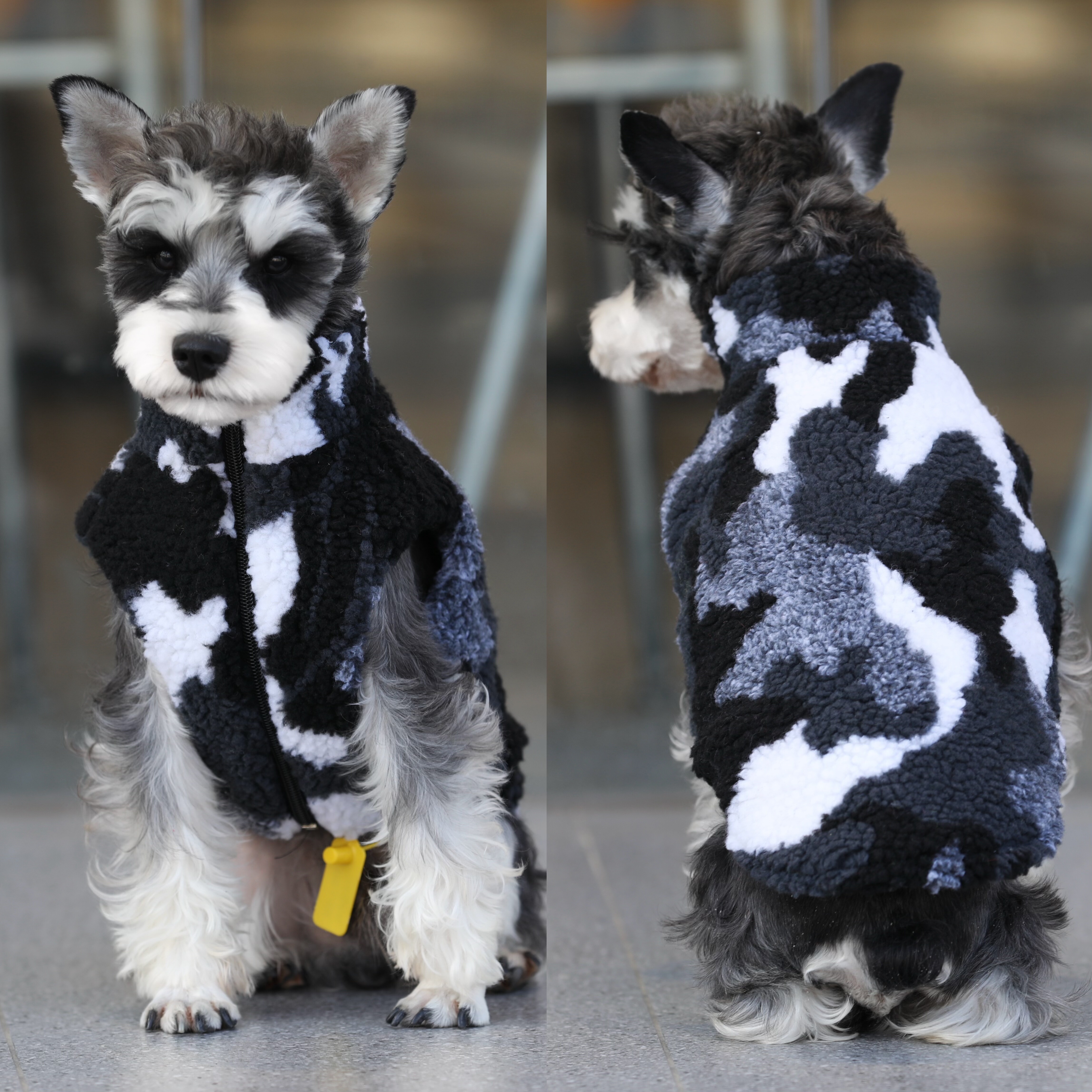 宠物猫狗衣服 秋冬保暖迷彩棉衣马甲 中小大型犬雪纳瑞衣服