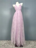 外贸单 唯美精致印花网纱飘逸仙女吊带裙大摆裙长裙派对礼服 法式