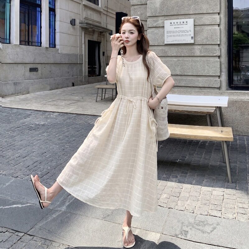米绝美新款上市优雅链接优质中腰短裙白色法式连衣裙气质温柔风