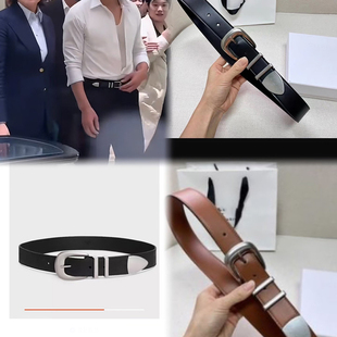 言承旭同款男士皮带经典简约重工纯铜五金腰带时尚休闲男配饰