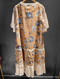 现货速发达家商场同款2024夏新品棉麻混纺田园连衣裙女DAXU080201