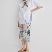 谜家现货速发商场同款 2025夏季 复古假花色宽松H型长半裙252MB0544