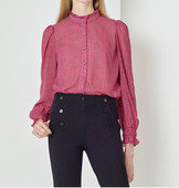 现货速发玛家2025春季 A1DAW20010 莓果红方点上衣荷叶边细节衬衫