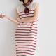 谜家现货速发商场同款 针织2025夏新文艺慵懒风条纹长裙252MZ0885
