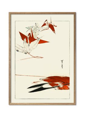 liveart 日式和风中式国风红色纸鹤原版装饰画Bijutsu Sekai