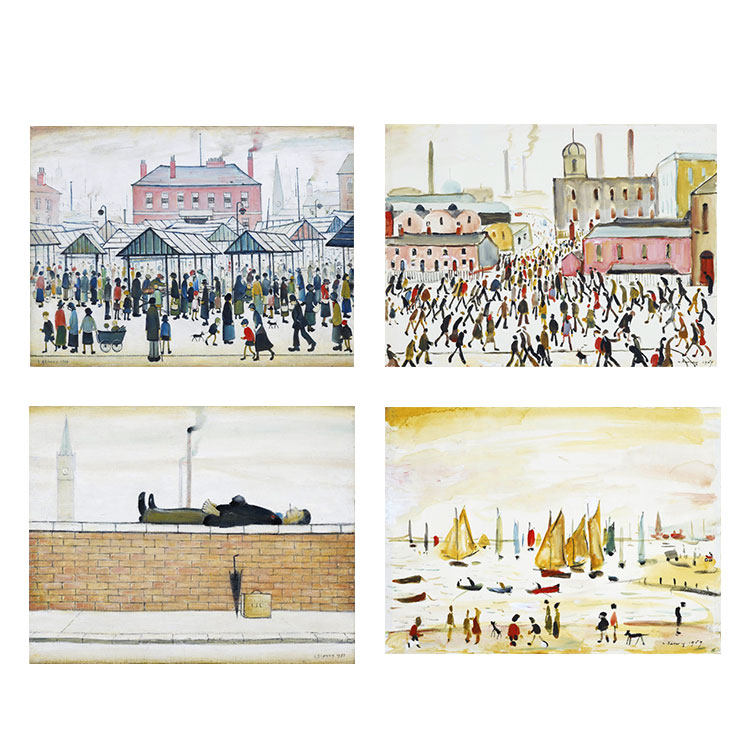 liveart 斯蒂芬劳瑞ls lowry 英国街景经典名画原版装饰画海报