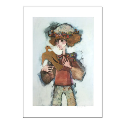 鸽子男孩小众原版装饰画