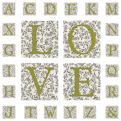 进口英国Rosenstiels*Belle Poesia字母原版装饰画Leafy Letter