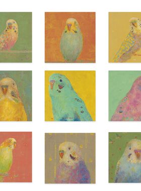 进口英国Rosenstiels画家Roy Woodard彩色可爱小鸟鹦鹉原版装饰画