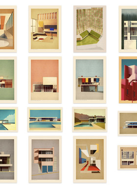 进口荷兰PSTR Studio*Sander Patelski 复古建筑设计原版装饰画