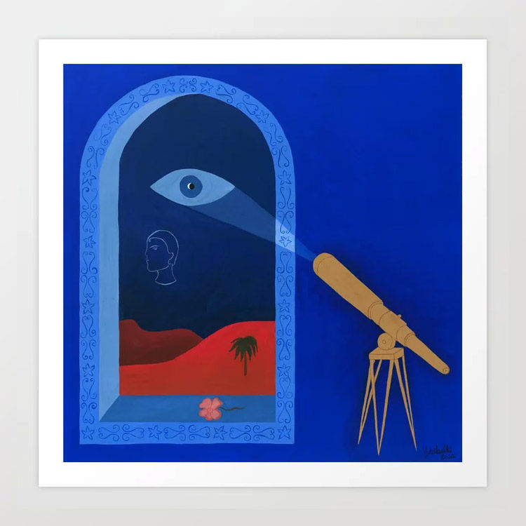 美国蓝色小众装饰画画芯