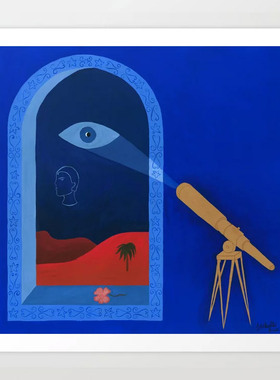 liveart进口美国 新发现Isabelle Feliu蓝色小众插画装饰画画芯