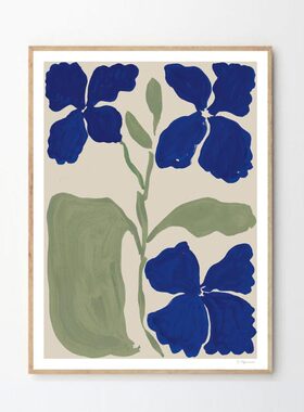 进口丹麦the poster club*ROSIE MCGUINNESS蓝色花卉原版装饰画