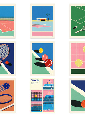 进口荷兰PSTR Studio复古艺术设计网球主题原版装饰画Rosi Feist