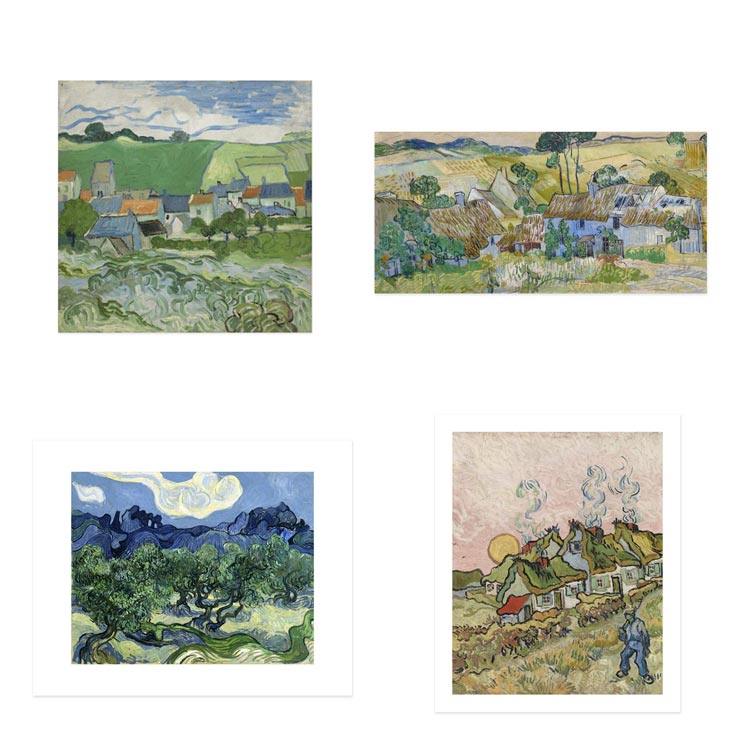 liveart梵高vincent van gogh 粉色乡村风景经典名画原版装饰画