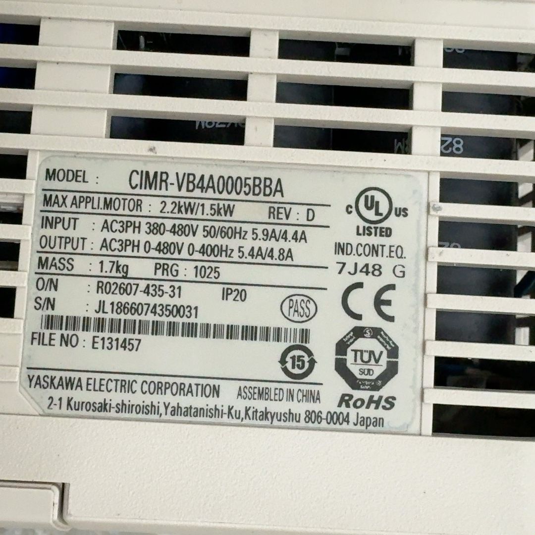 18年安川V1000变频器 CIMR-VB4A0005BBA