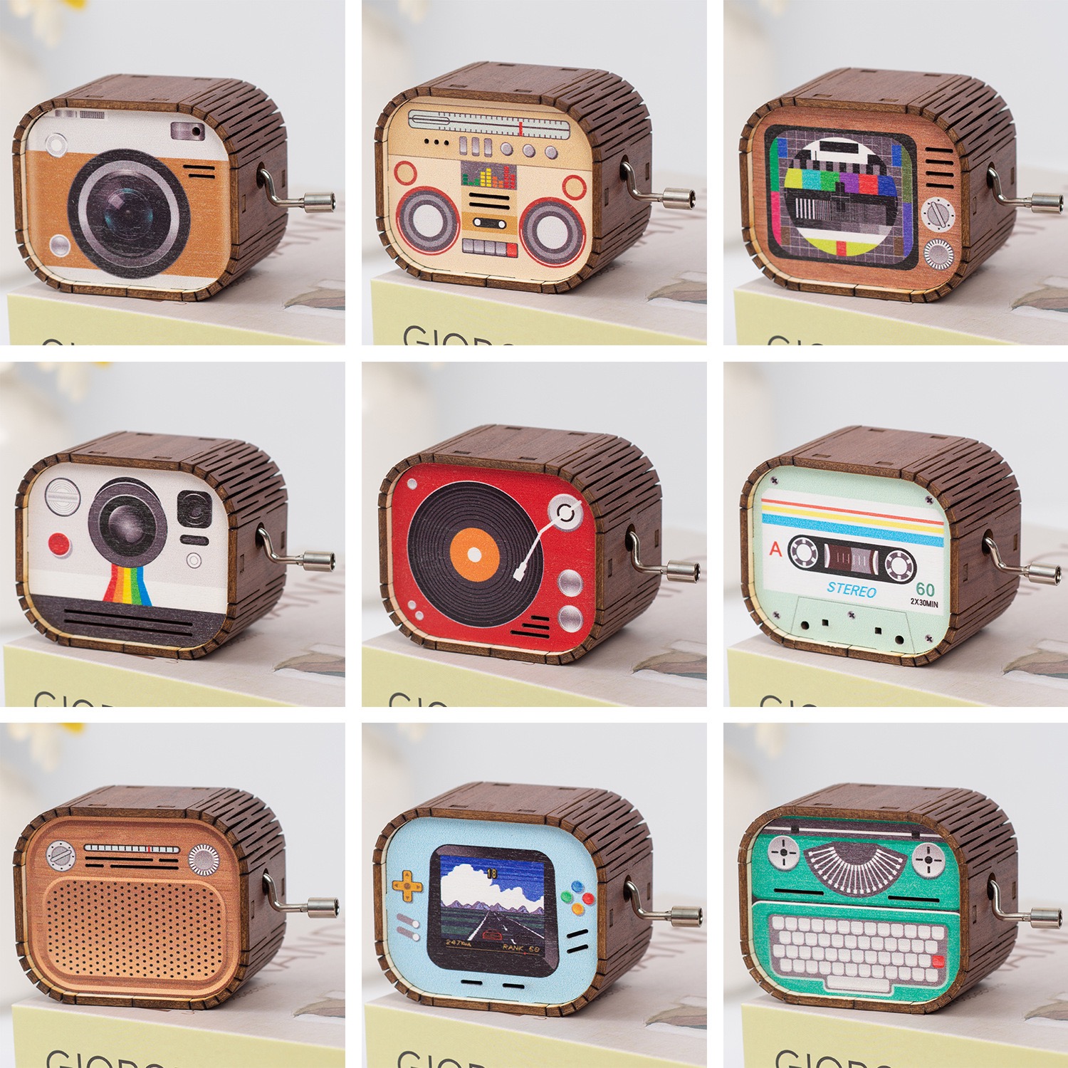 包邮25首可选复古手摇木质音乐盒生日哈利波特圣诞快乐致爱丽丝