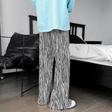 22夏款斑马纹潮流显瘦褶皱垂感男士休闲裤港风风开叉长裤ck96-p50，男装休闲裤，电商B288