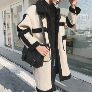港风2026冬装男士加厚羊羔毛皮毛一体外套风衣mj096-p145图片