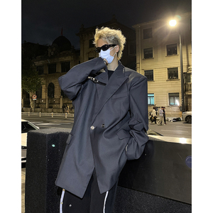 24春季新款设计感垫肩皮扣小众西服外套男XZ17-P128图片