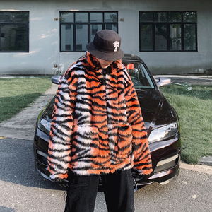 2026新款冬季男士学生仿皮草虎纹潮流棉服外套mj239-p150，男装棉衣，电商B288