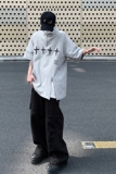 23夏宽松休闲美式T恤拉链设计高街星星短袖立领POLO衫DX37-P48，男装T恤，电商B288