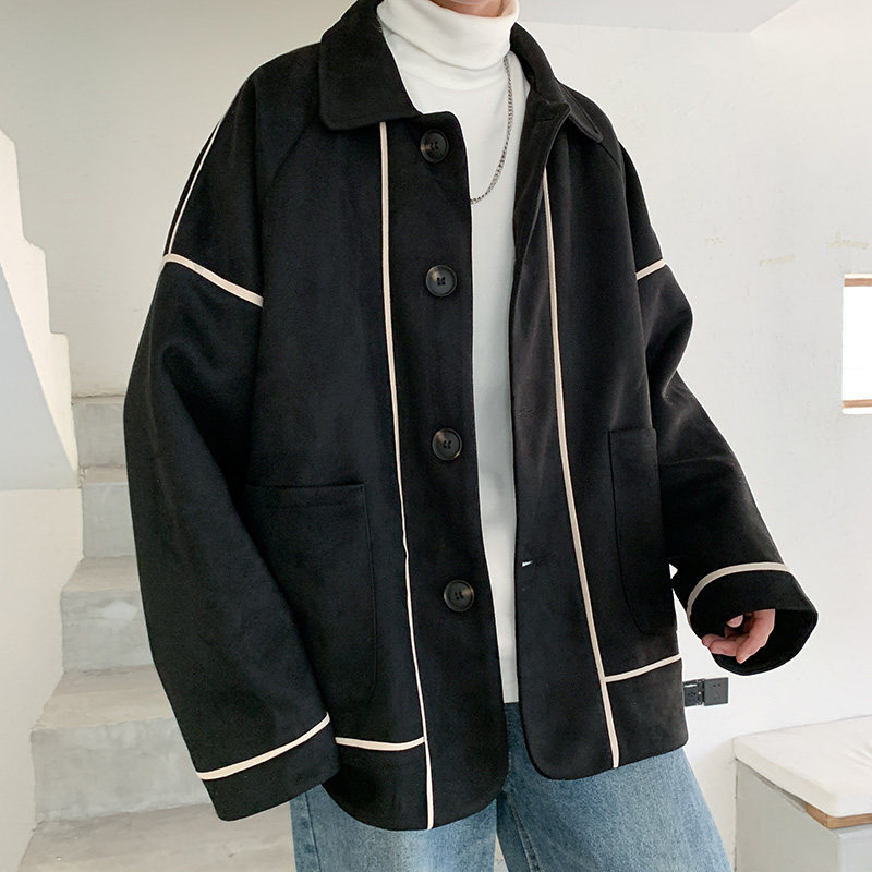 22新款港风鹿皮绒防风休闲夹克宽松显瘦风衣外套mj235-p118，男装夹克，电商B288