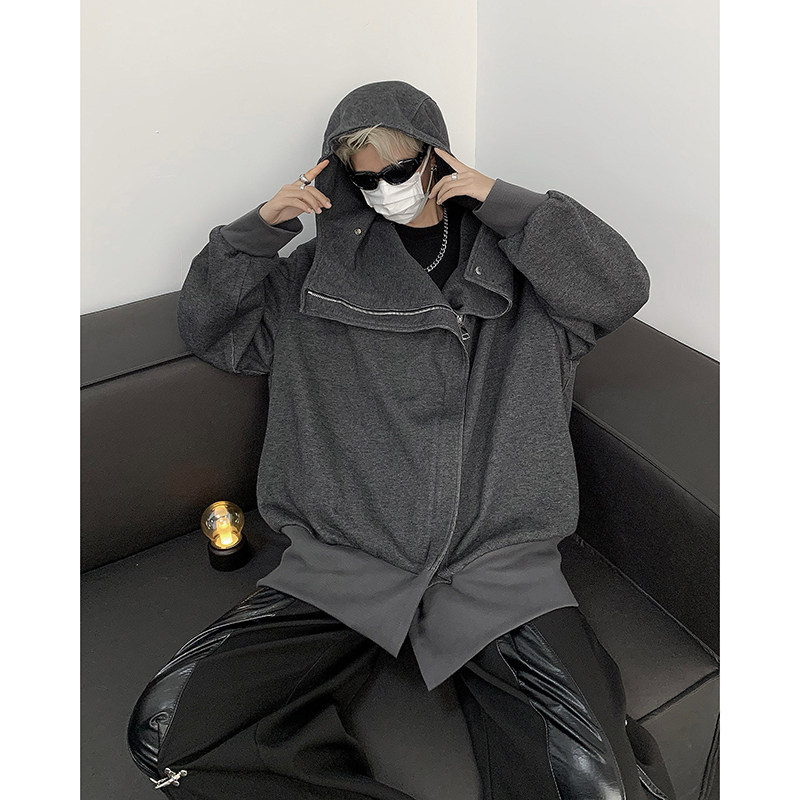 23秋冬男士立体裁剪暗黑解构男士洒脱拉链连帽卫衣MJ946-P98现货,男装卫衣,电商B288