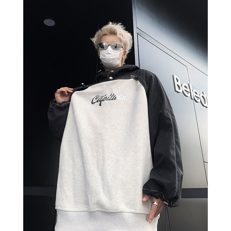 23秋冬拼接撞色连帽设计感印花卫衣WY912-P98现货,男装卫衣,电商B288
