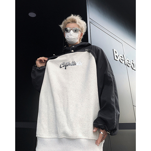 23秋冬拼接撞色连帽设计感印花卫衣WY912-P98现货图片