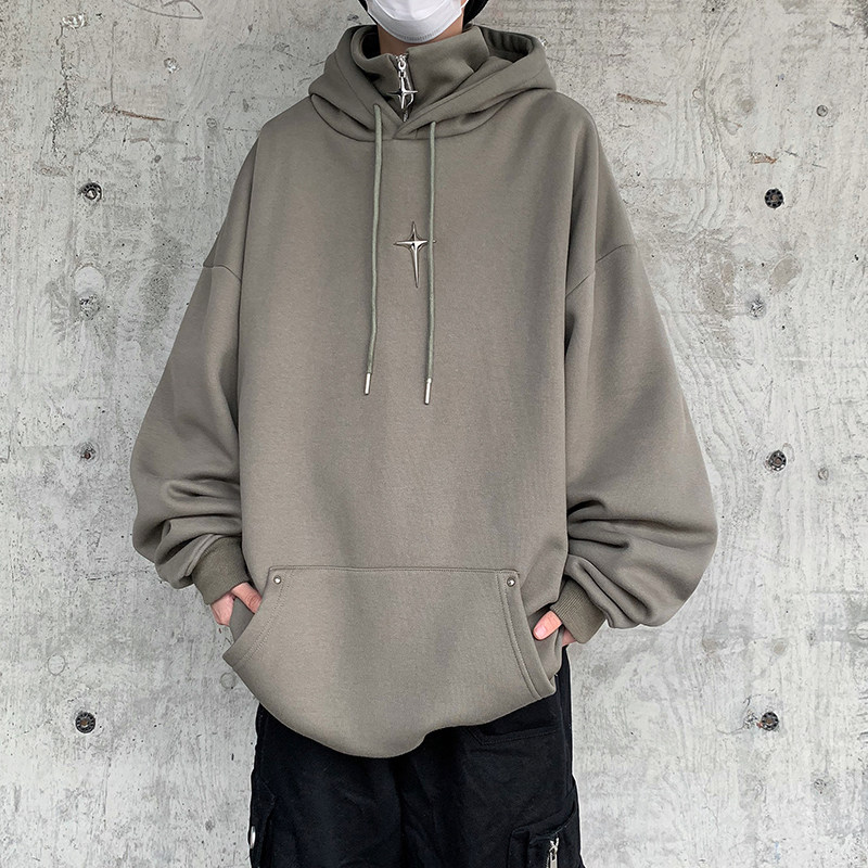 23春双层领金属设计感男女连帽宽松卫衣B288-WY14-P88,男装卫衣,电商B288