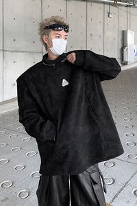 现货 25秋冬设计感拉链金属扣垫肩套头卫衣mj1032-p98图片