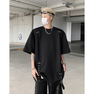 现货！25夏季男士设计感金属气孔畔带垫肩短袖T恤DX122-P75图片