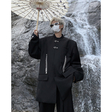 23秋冬小众设计金属拉链新中式立领飞机扣垫肩西服XZ10-P128现货，男装西服，电商B288