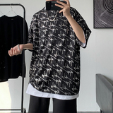 22夏款盐系短袖T恤港风男士宽松韩版黑色蹦迪烫金短袖tx05-p30，男装T恤，电商B288