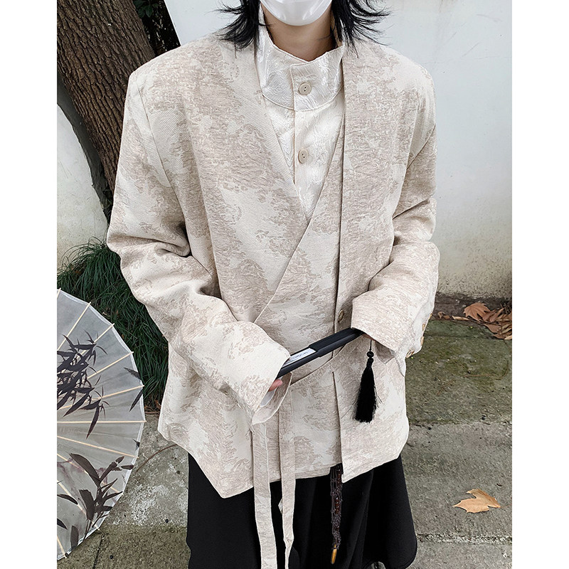 24春季男士提花新中式设计感假两件西服XZ43-P135,男装西服,电商B288