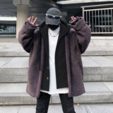 21冬季新款撞色毛呢假两件拼接羊羔毛棉衣男短款外套fy07p150，男装棉衣，电商B288