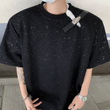 现货！25夏季闪片满天星设计感皮扣垫肩T恤短袖DX126-P68，男装T恤，电商B288
