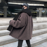 21冬季新款撞色毛呢假两件拼接羊羔毛棉衣男短款外套fy07p150，男装棉衣，电商B288