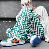 潮格子嘻哈休闲裤春夏薄款宽松ins风直筒棋盘格街舞裤子ck97-p50，男装休闲裤，电商B288