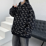 B288冬季加绒加厚字母烫金连帽宽松卫衣外套WY03P78控95，女装短外套，电商B288