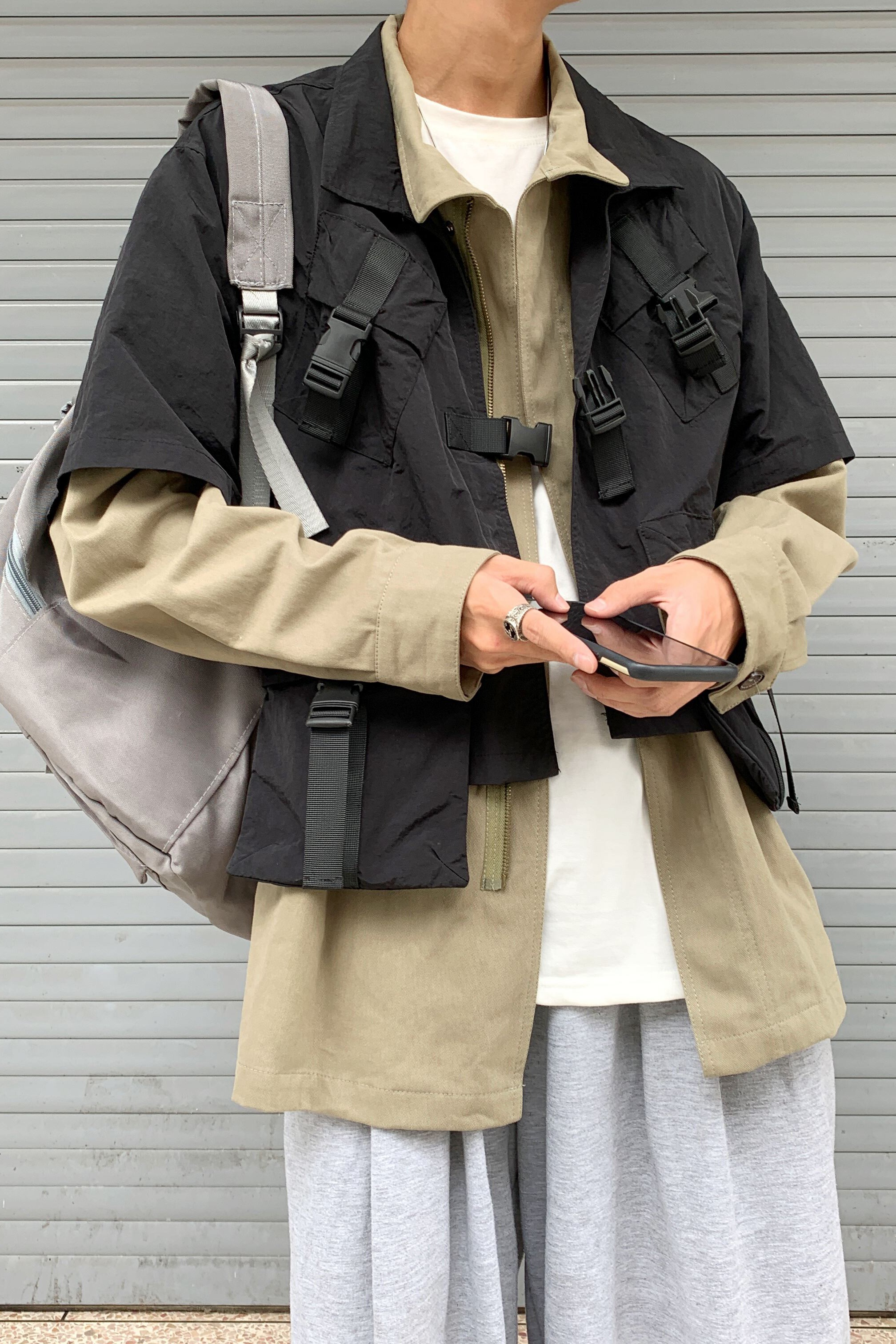 22秋冬网红两件套工装夹克宽松立领潮流外套日系上衣mj353-p138,男装夹克,电商B288