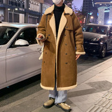 新麂皮绒羊羔毛皮毛一体加厚风衣复古长款大衣MJ516-P185，男装风衣，电商B288