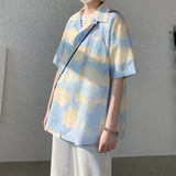 23新原创夏季清新泡泡纱云朵短袖衬衫晕染沙滩T恤DX08-P50，男装T恤，电商B288