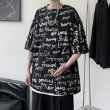 夏季港风潮牌字母涂鸦凉感印花冰丝短袖T恤男女情侣半袖tx09-p30，男装T恤，电商B288